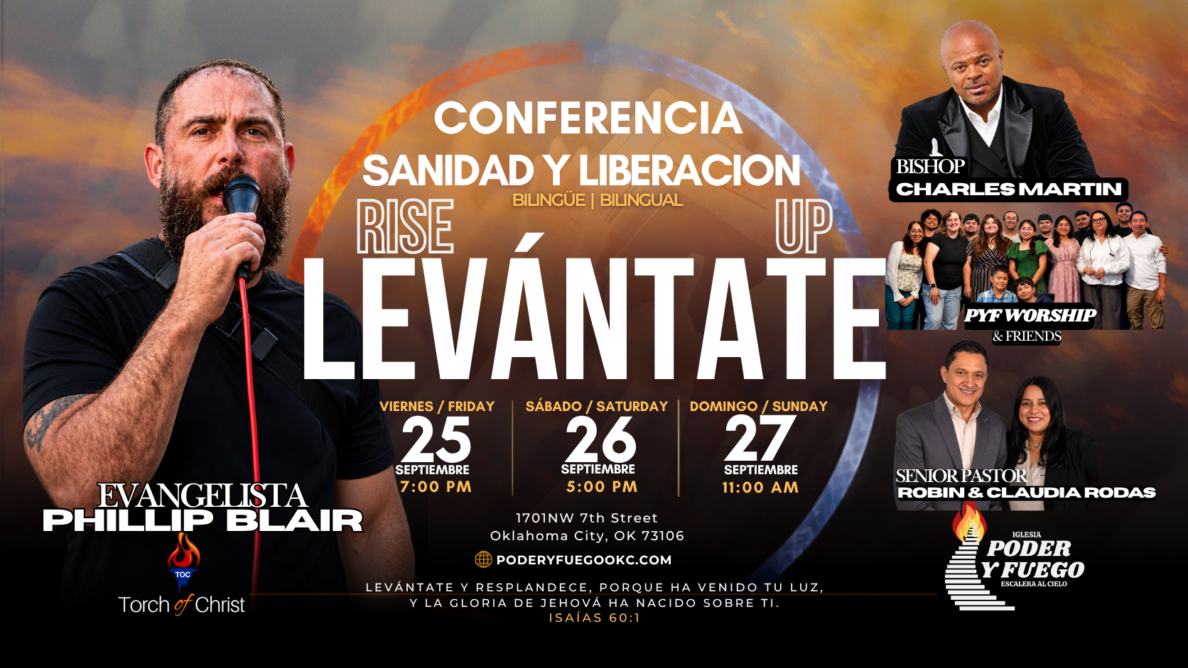 Conferencia Sanidad y Liberación LEVÁNTATE con Bishop Charles Martin, Phillip Blair, PYF Worship & Friends y los pastores Robin y Claudia Rodas